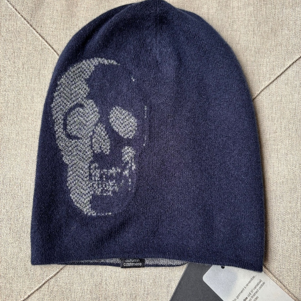 Autumn Cashmere Reversible herringbone skull hat